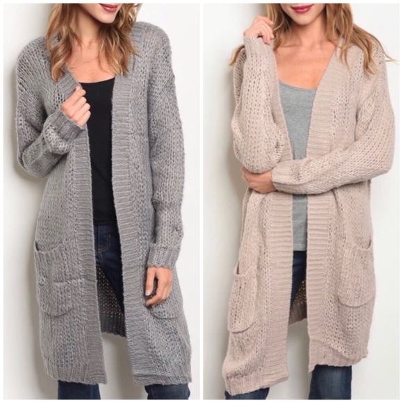 ❄️OATMEAL CHUNKY KNIT CARDIGAN - Picture 4 of 12